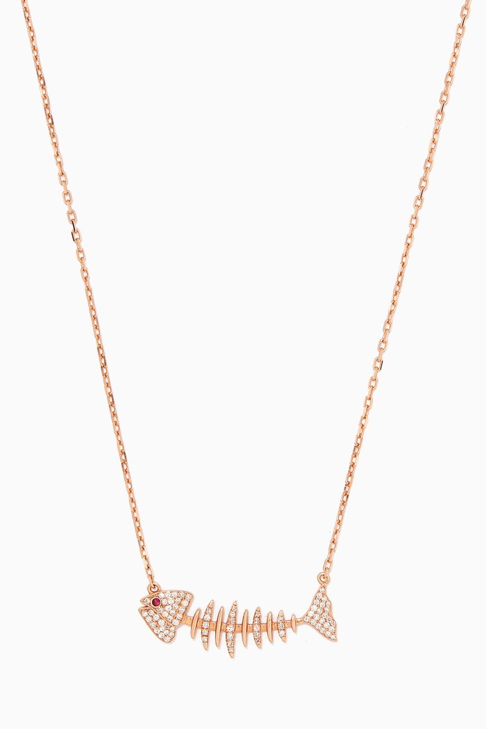 

Wishbone Side Necklace in 18kt Rose Gold