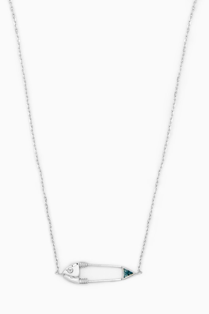 

Safety Pin Pendant in 18kt White Gold, Silver