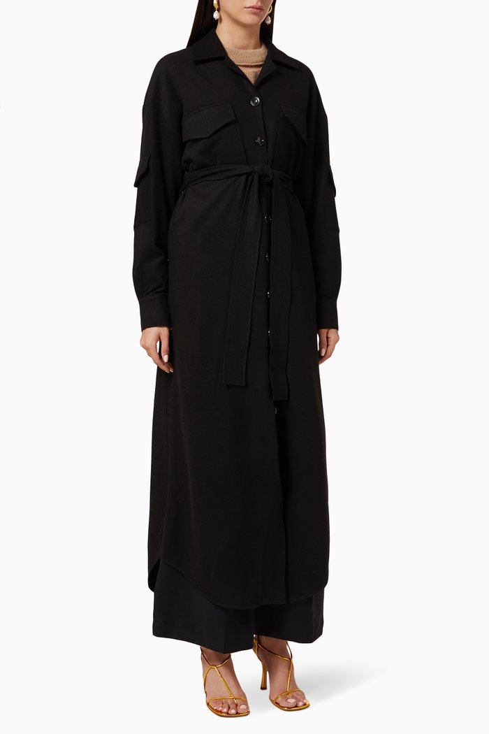 

Ftima Shirt Dress, Black