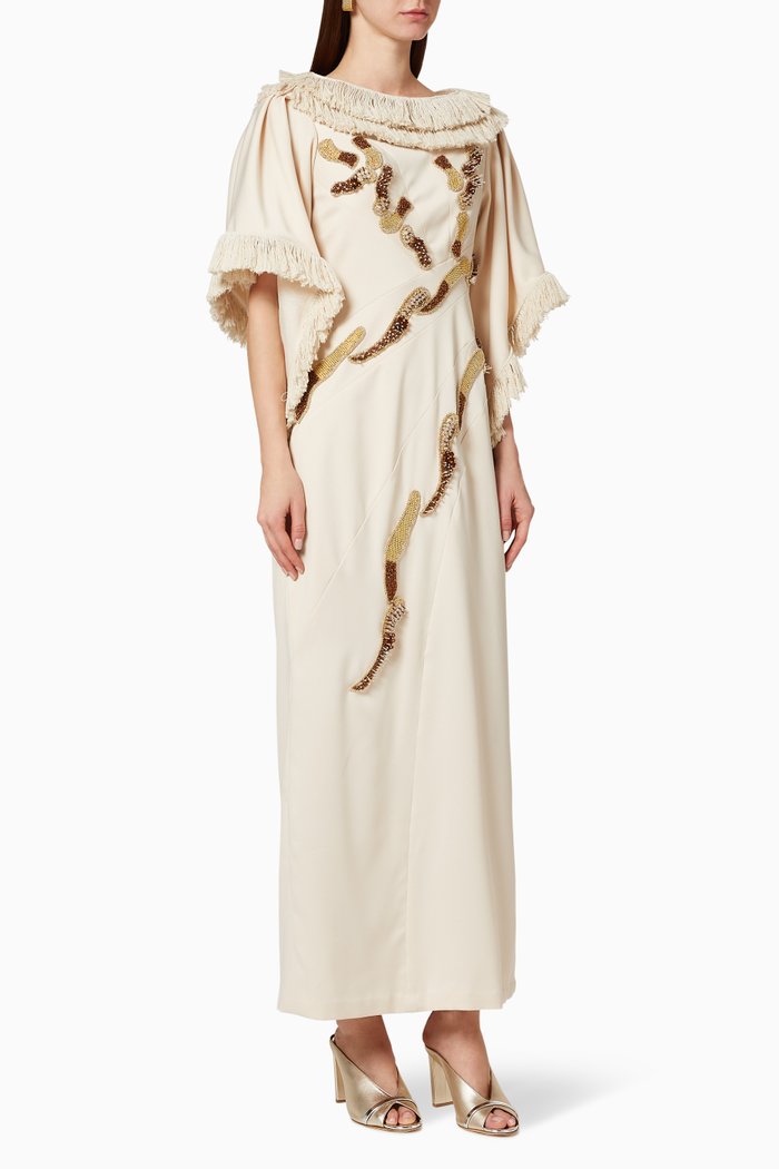 

Fringe Embellished Dress, Neutral