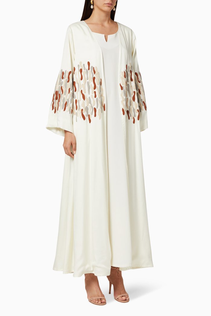 

Embroidered Dress & Jacket Set, Neutral
