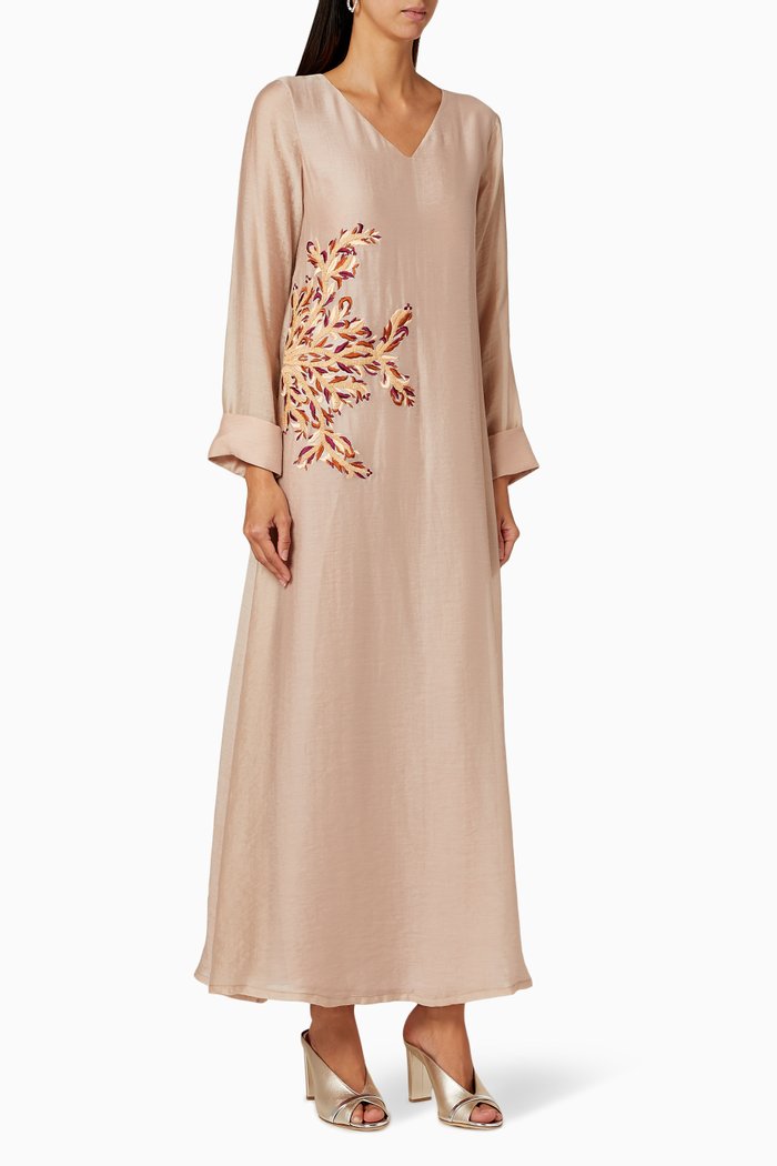 

Embroidered Chiffon Dress, Orange