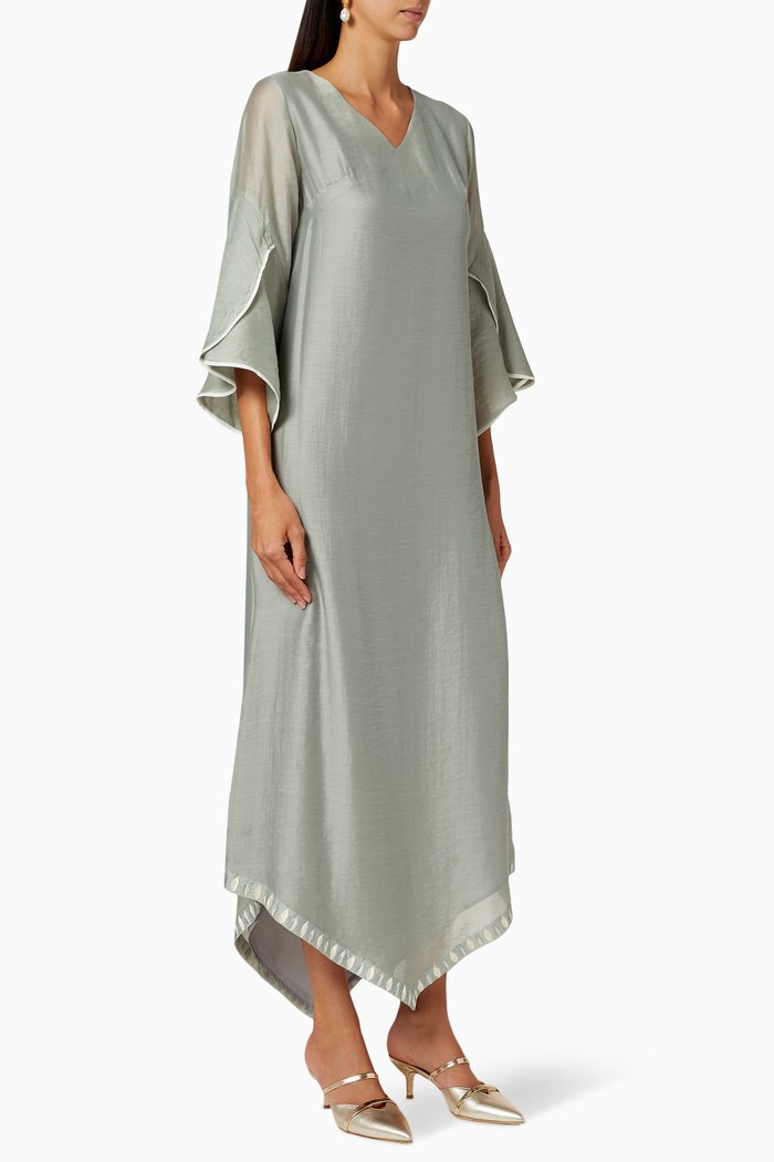 

Embroidered Chiffon Dress, Green