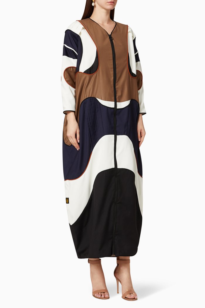 

Patchwork Linen Abaya, Multicolour