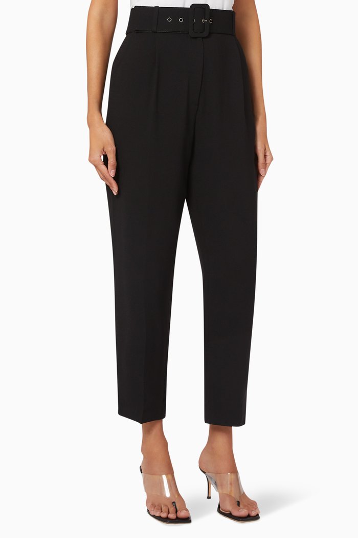 

High-Waisted Trousers, Black