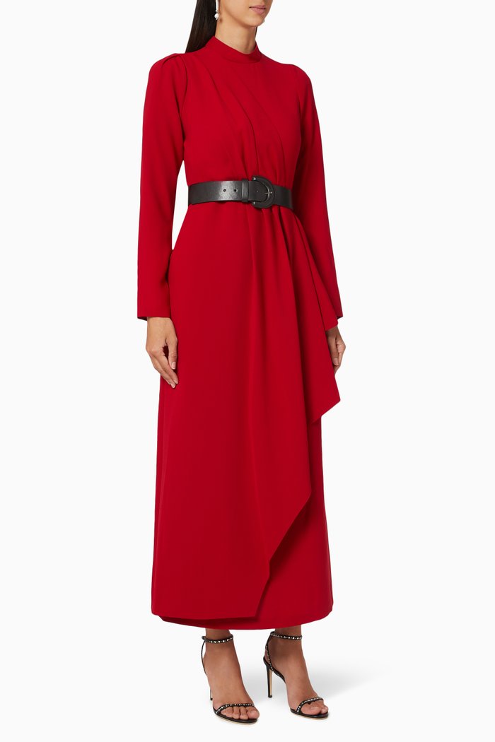 Wrap-Style Dress, Red