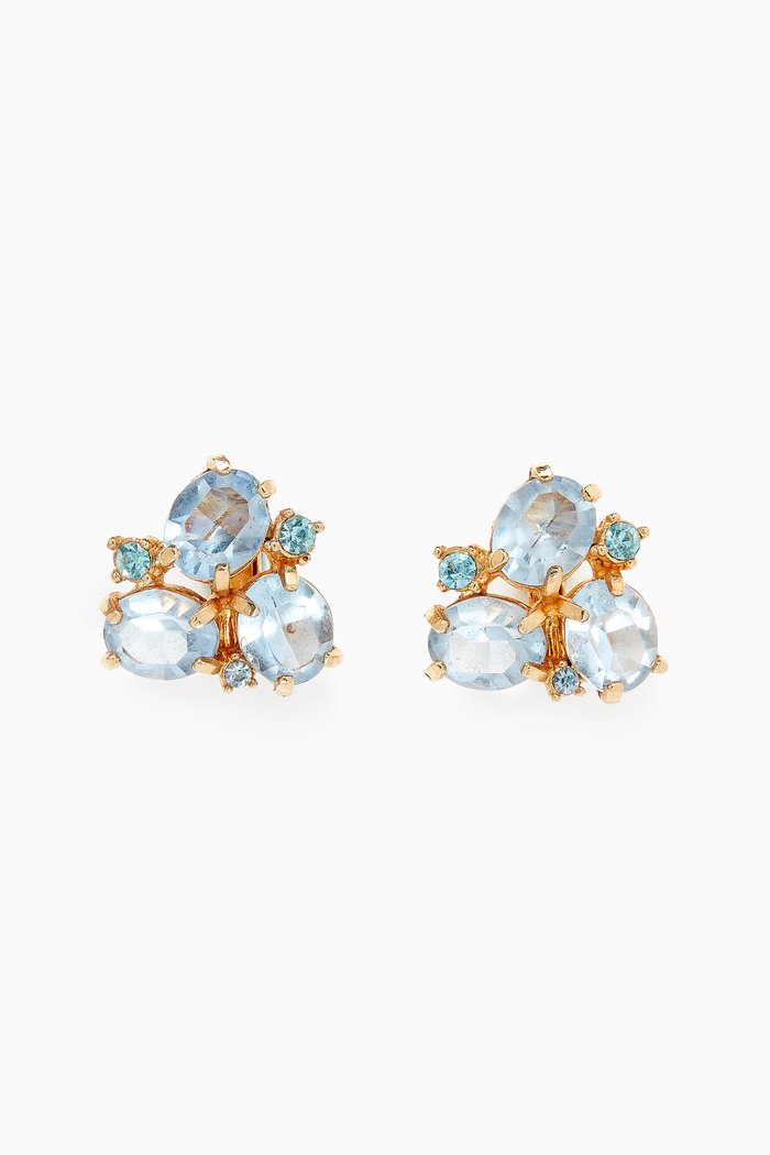 

Crystal Clip Earrings, Blue