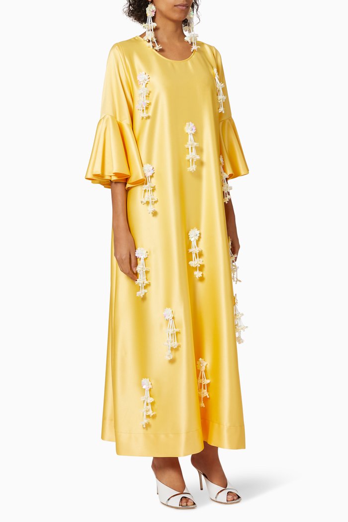 

Satin Dress & Earrings Set, Yellow