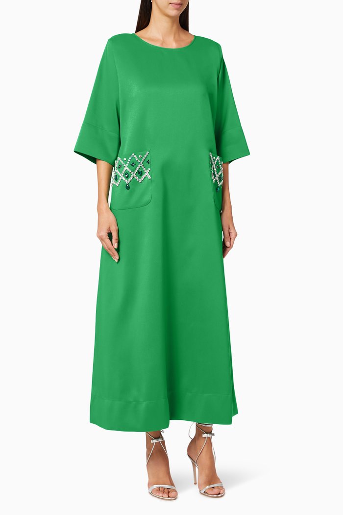 

Empress Pocket Crepe Dress, Green