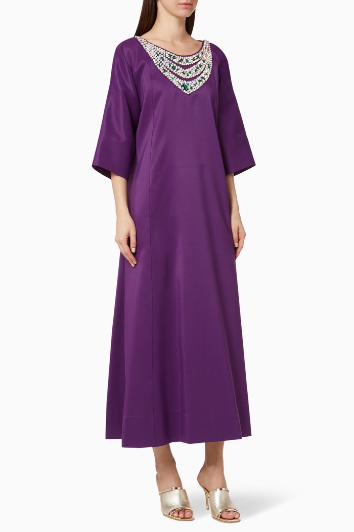

Hand-embroidered Dress, Purple