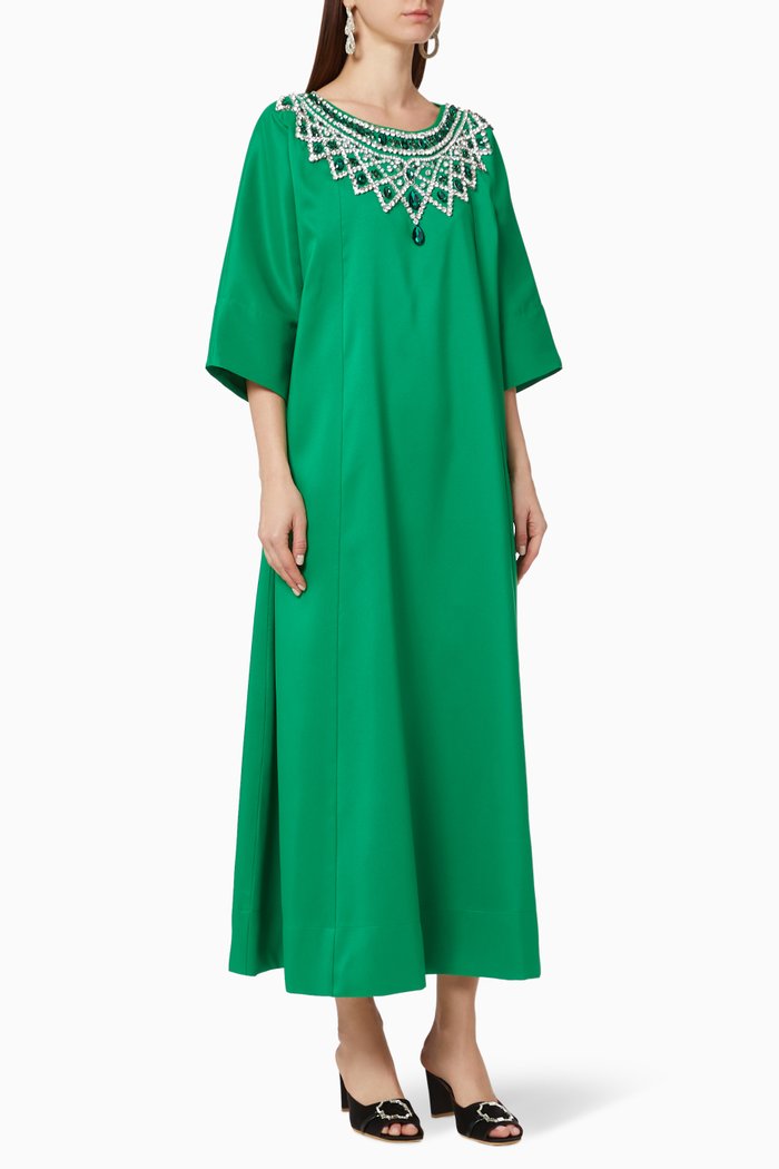 

Hand-embroidered Dress, Green