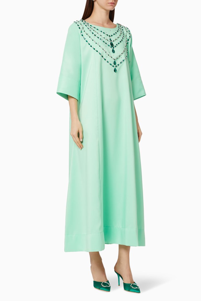

Hand-Embroidered Dress, Green
