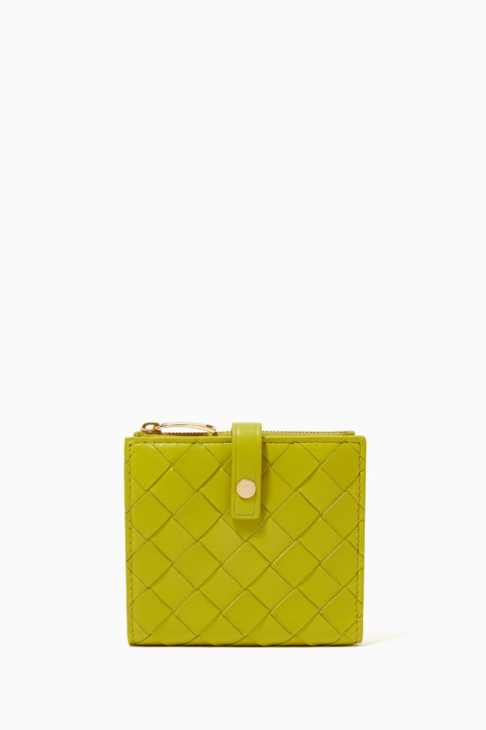 

Mini Bi-fold Wallet in Intrecciato Nappa, Green