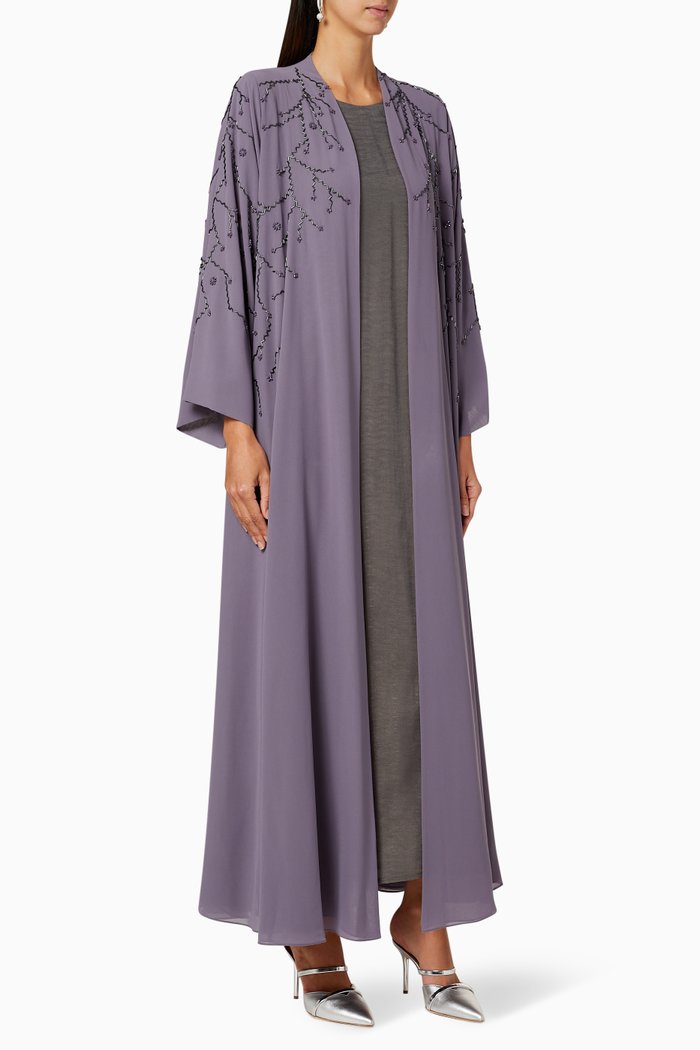 

Embellished Chiffon Abaya Set, Multicolour