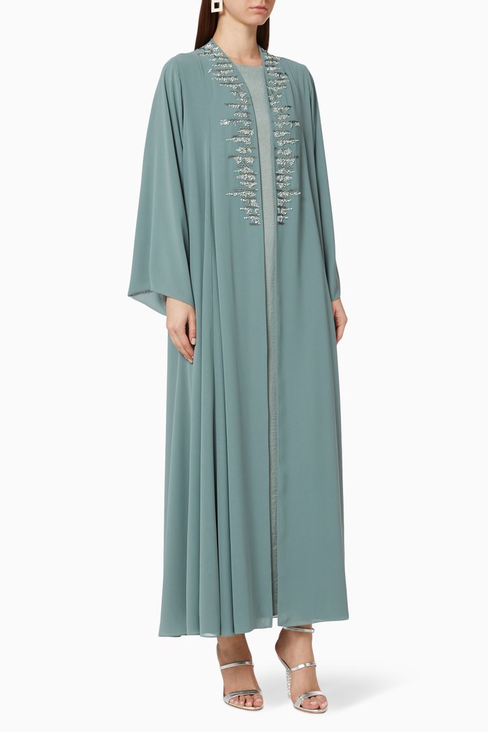 

Embroidered Chiffon Abaya Set, Pink