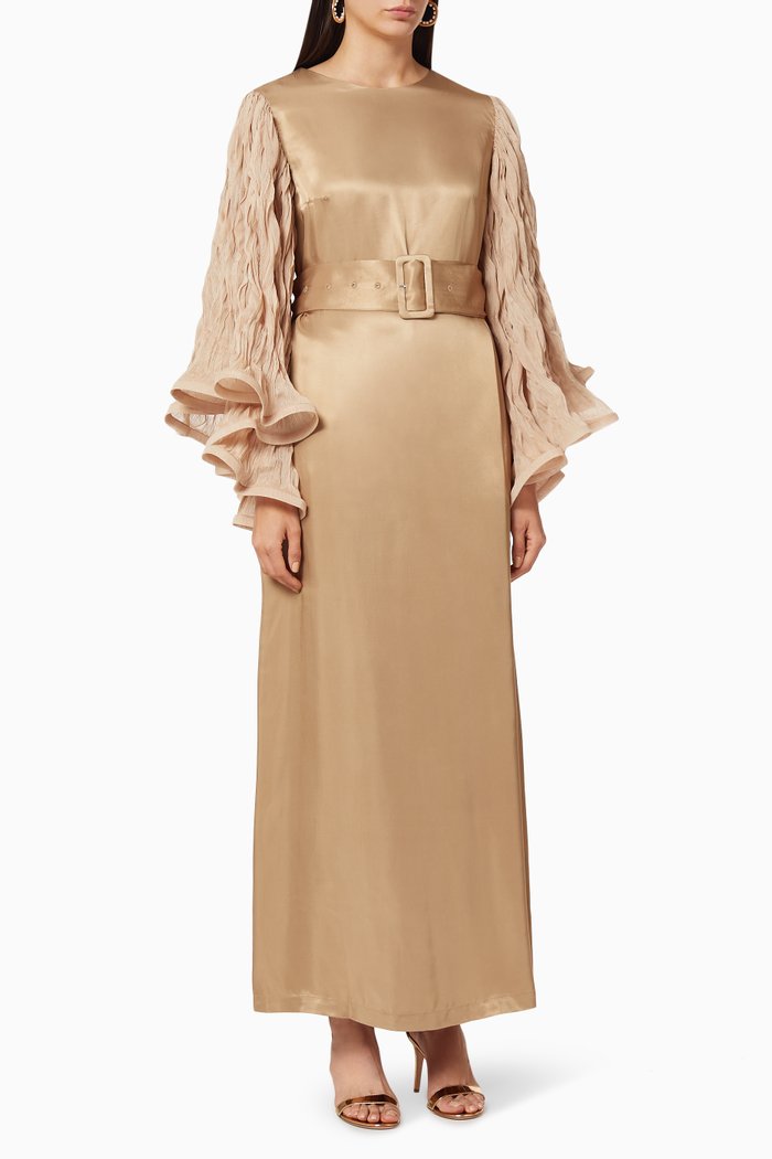 

Dramatic Sleeves Dress, Neutral