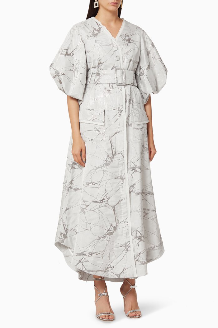 

Jacquard Maxi Dress, Neutral