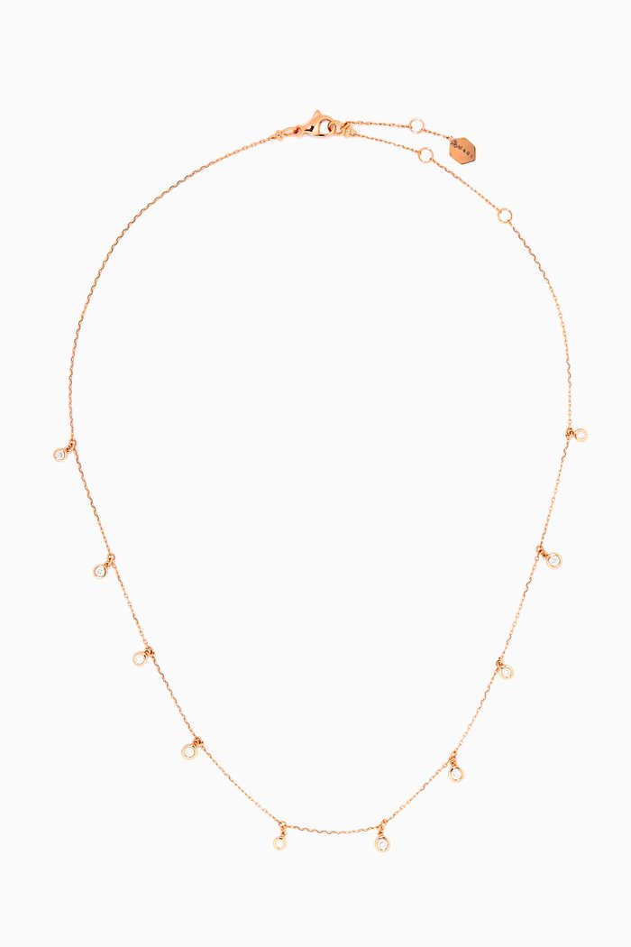 

Fifi Diamond Charm Necklace in 18kt Rose Gold