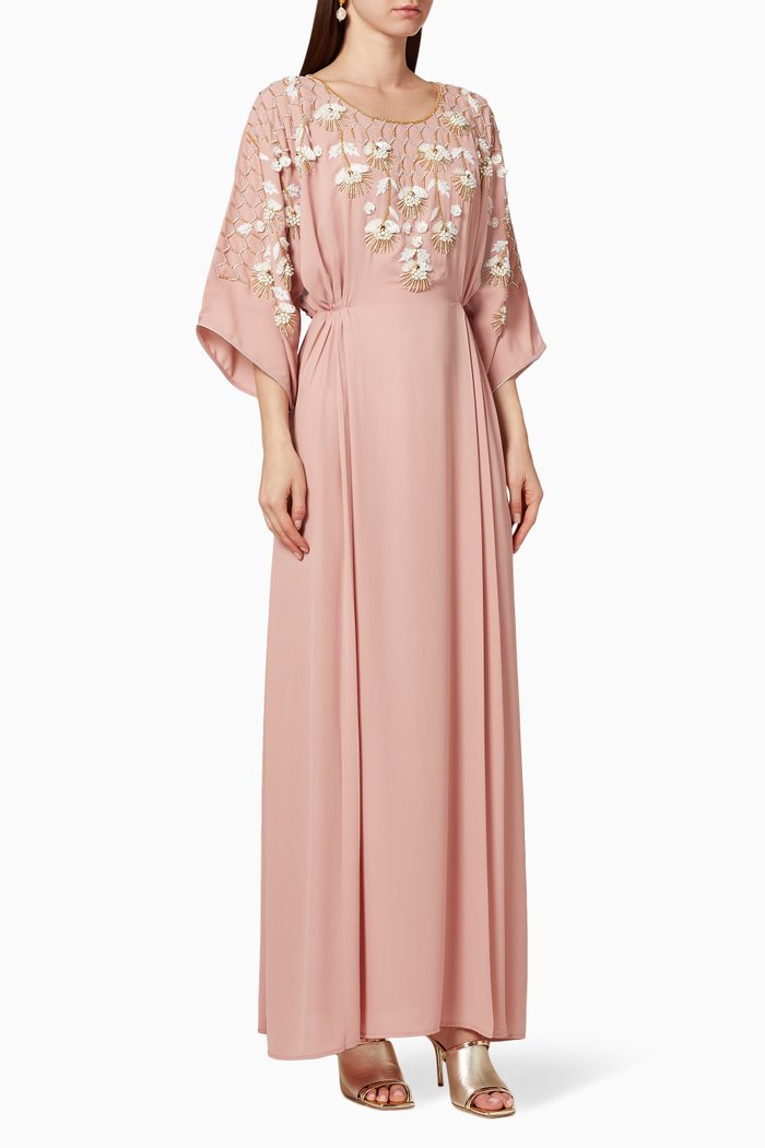 

Floral Sequin Embellished Kaftan, Pink