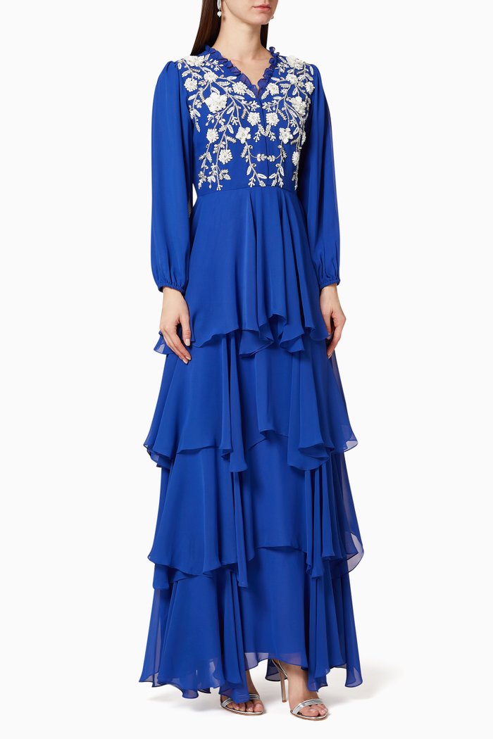 

Ruffle Embellished Dress, Blue