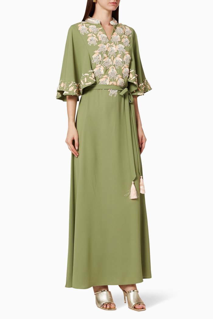 

Bead Embellished Kaftan, Green