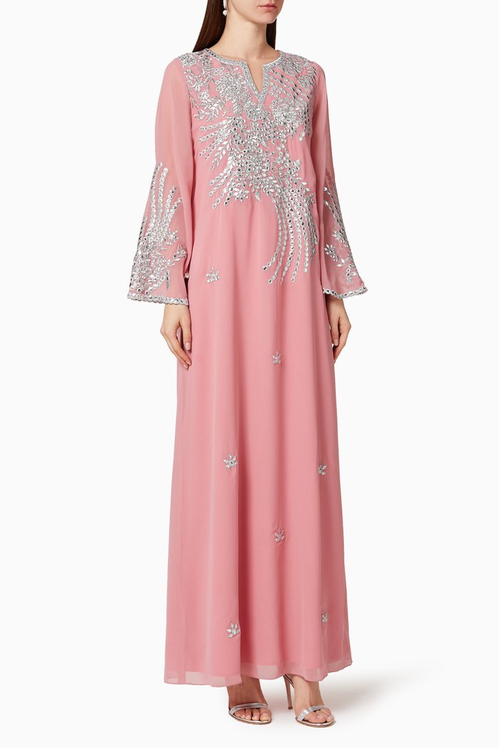 

Mirror Embellished Jalabiya, Pink
