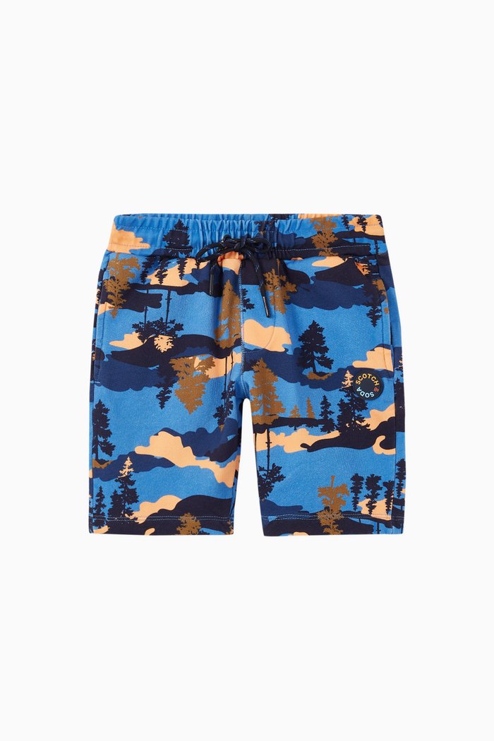 

Printed Organic Cotton Shorts, Blue