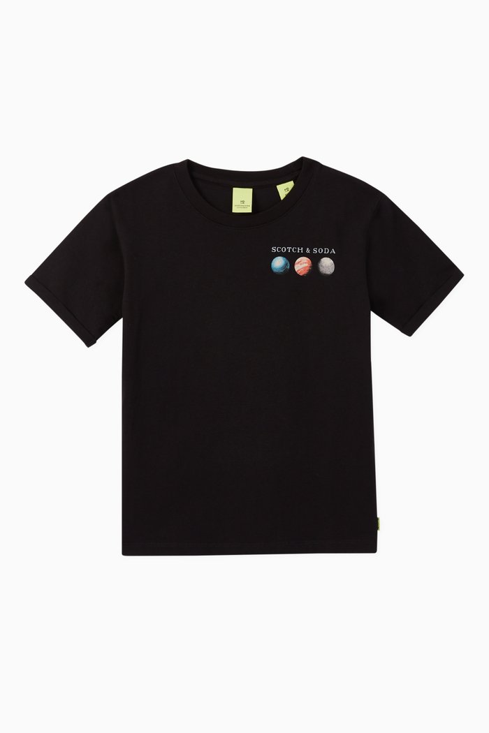 

Graphic Print Cotton T-Shirt, Black
