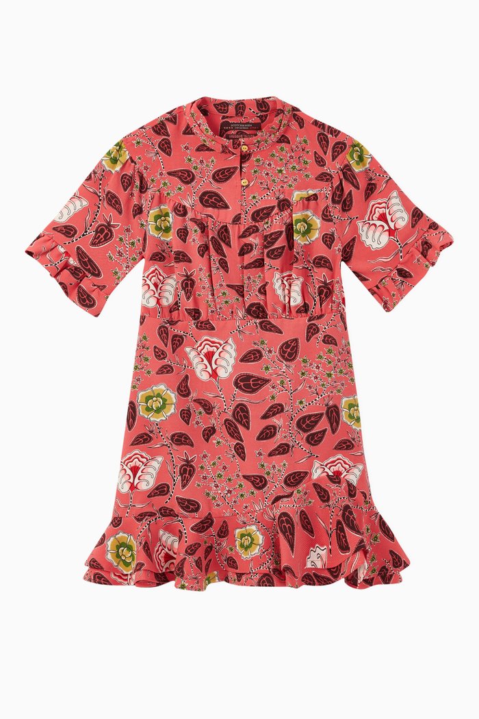 Drapey Printed Mini Dress, Pink
