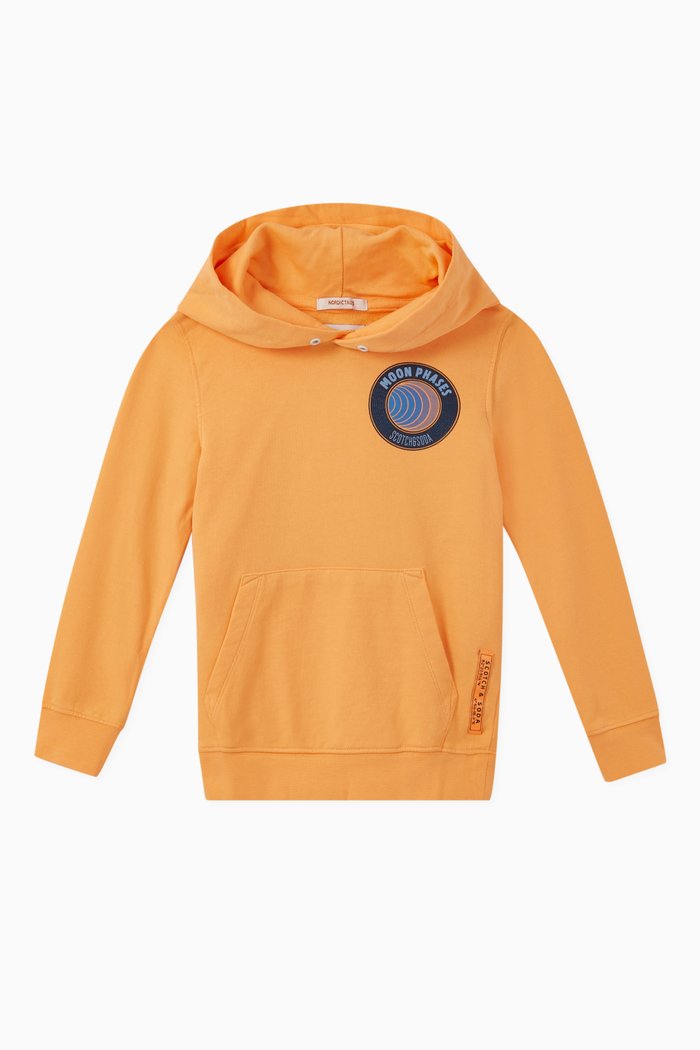 

Logo Print Cotton Hoodie, Orange