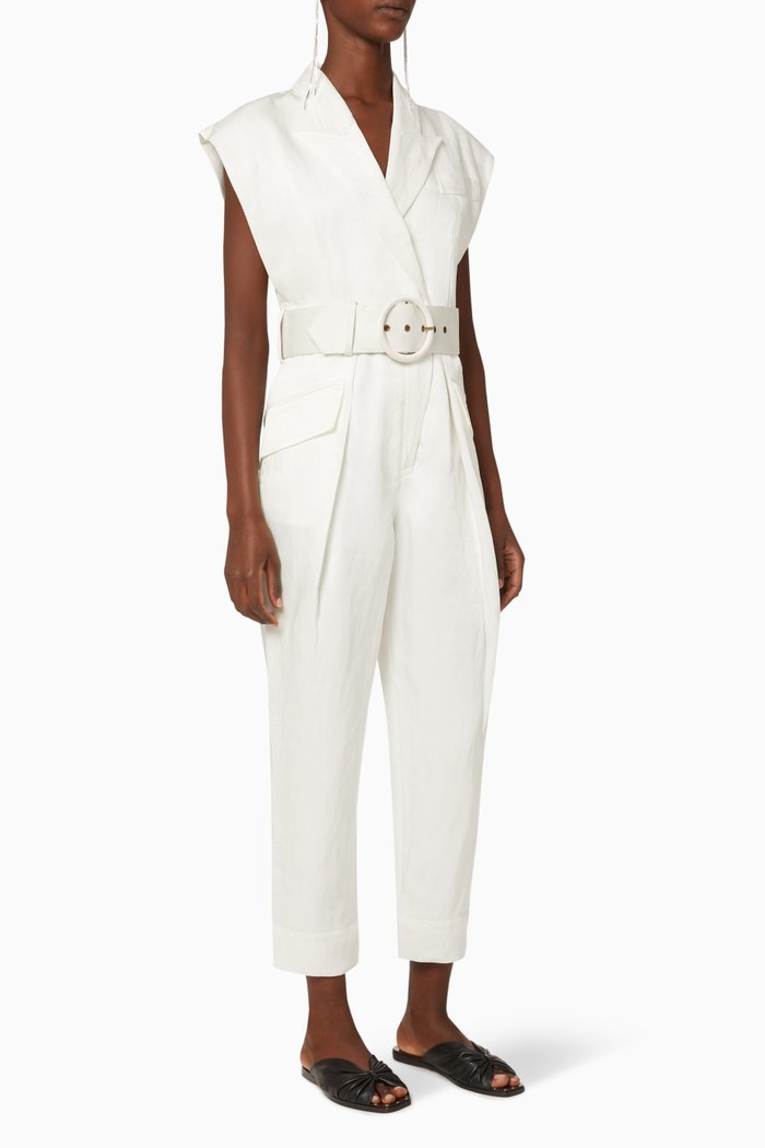 

Bonita Linen-Blend Jumpsuit, Neutral