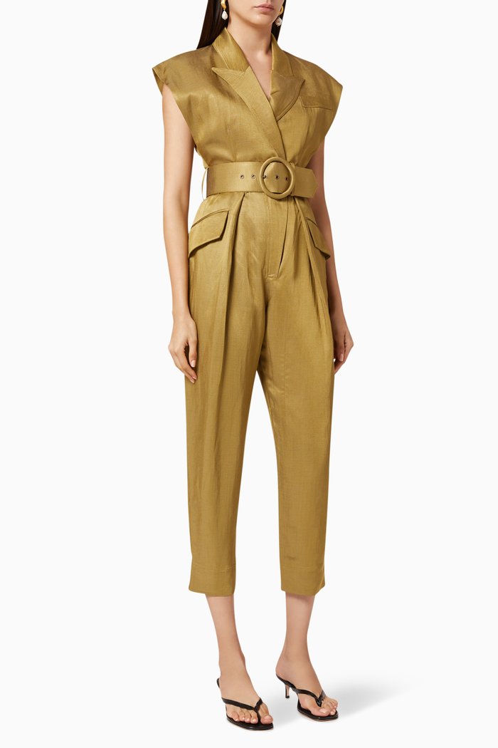 

Bonita Linen-Blend Jumpsuit, Brown