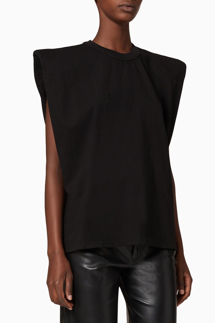 

Eva Padded Shoulder Muscle T-Shirt, Black