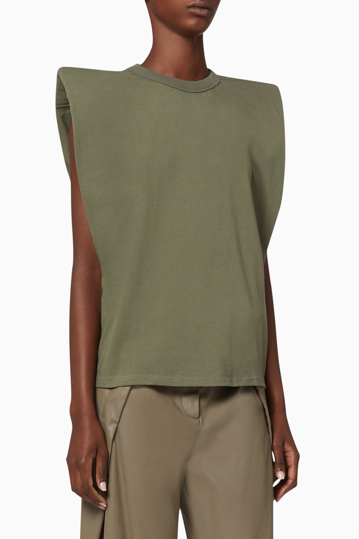 

Eva Padded Shoulder Muscle T-Shirt, Brown