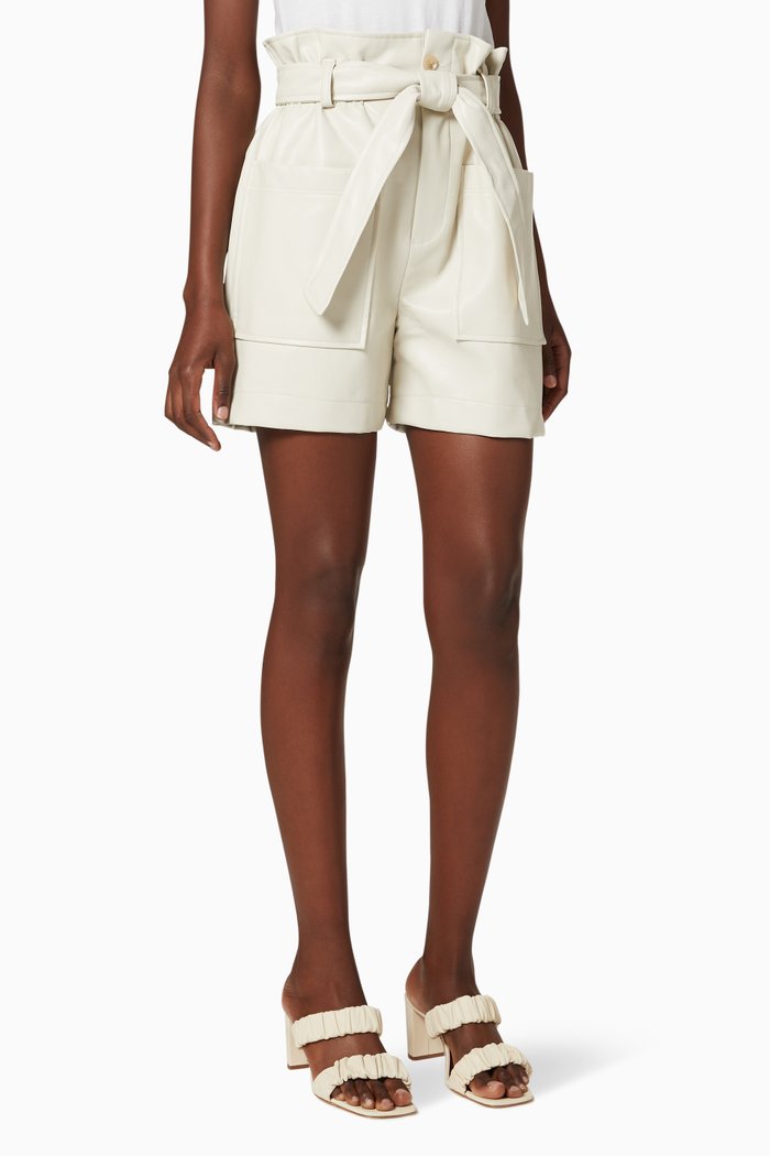 

Alex Faux Leather Shorts, Neutral