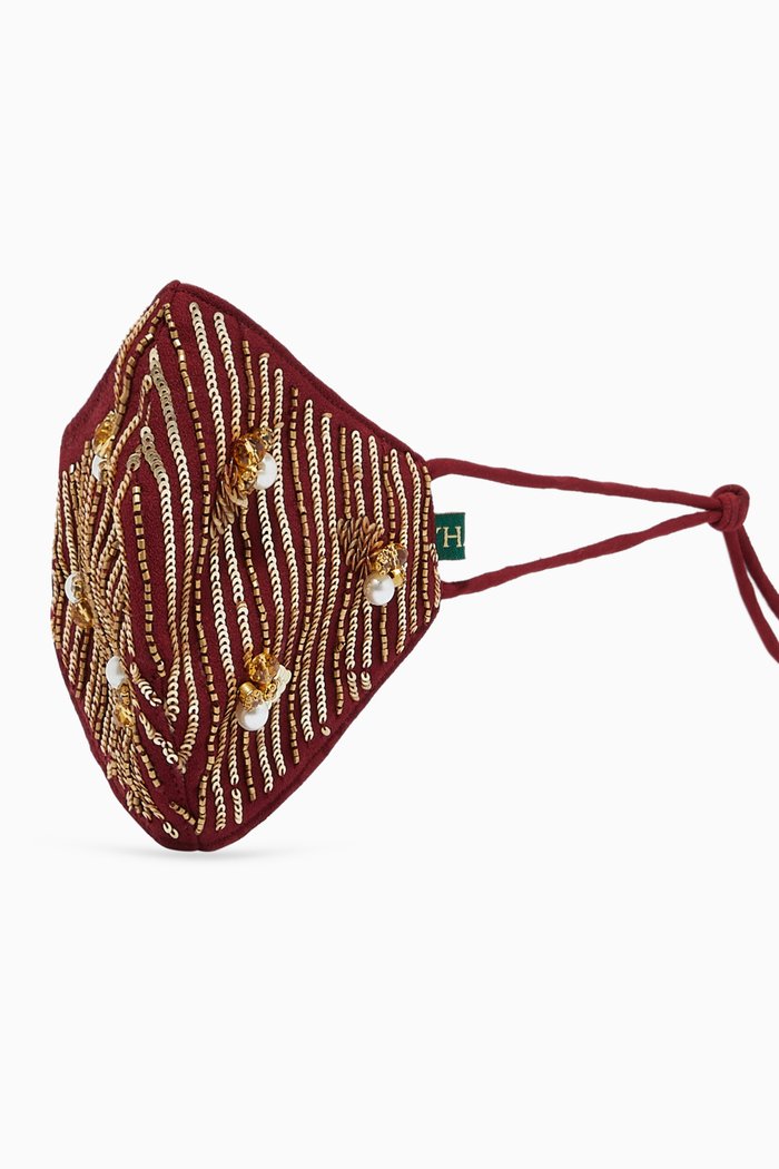 

Alexa Fairy Lights Embroidered Face Mask, Burgundy