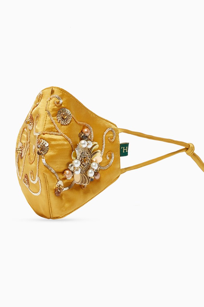 

Xanthia Grapevine Embroidered Face Mask, Yellow