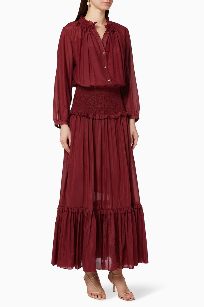 

Clemence Silk Maxi Dress, Burgundy