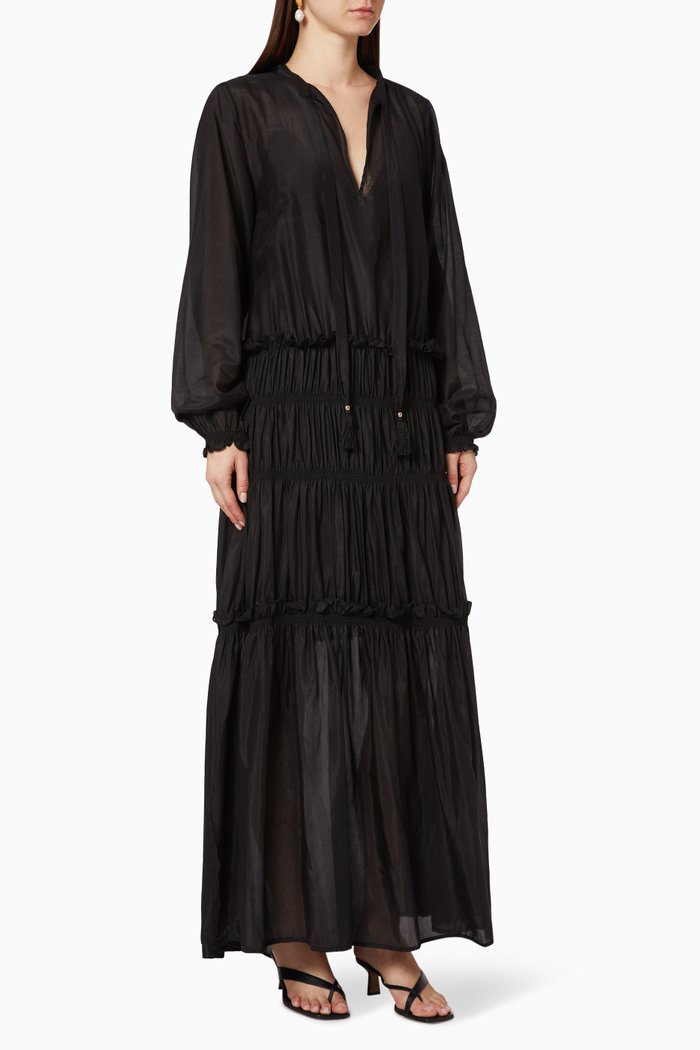 

Margeaux Silk & Cotton Maxi Dress, Black