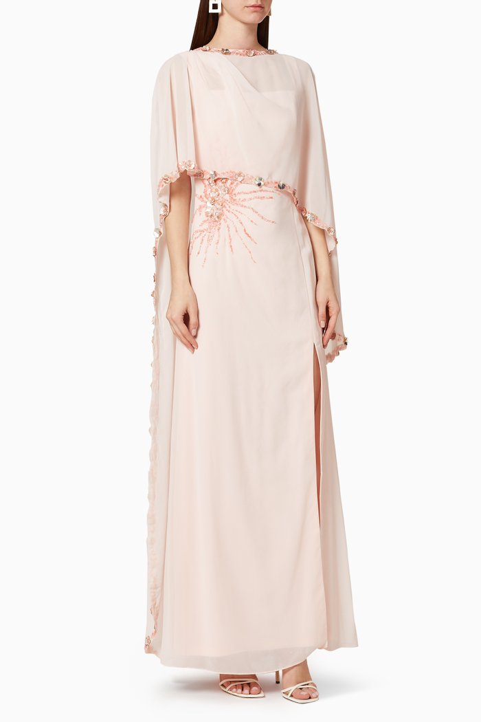 

Embellished Cape Gown, Pink