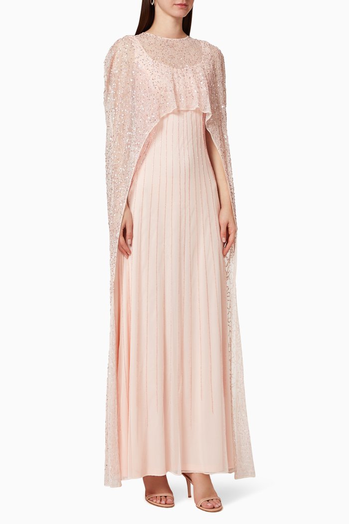 

Embellished Cape Gown, Pink