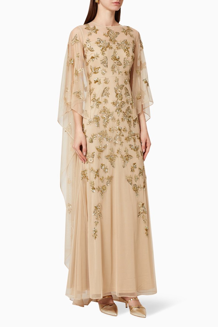 

Embellished Cape Gown, Neutral