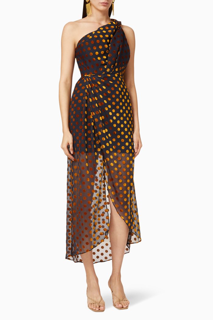 

Eden Velvet Flocked Dress, Brown