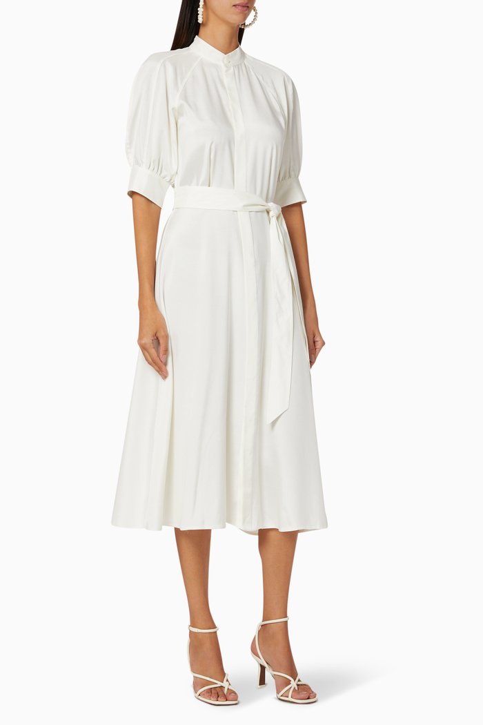 

Silk A-Line Dress, White