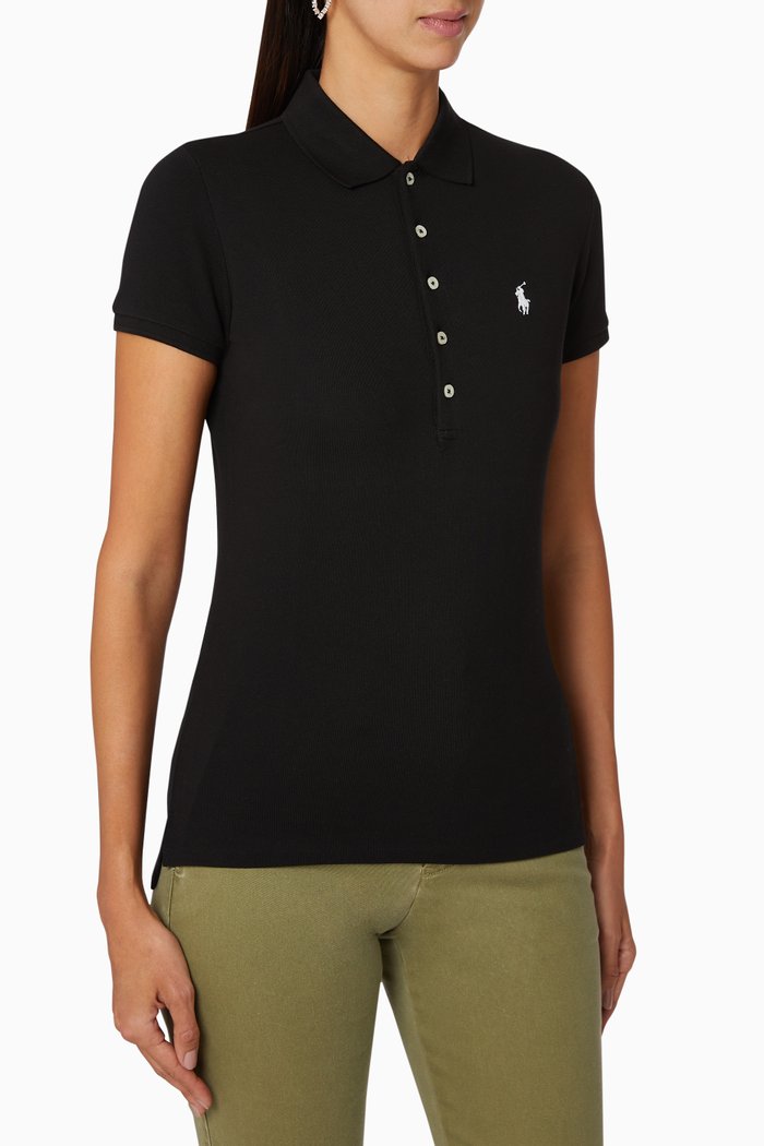 

Slim Fit Stretch Cotton Polo Shirt, Black