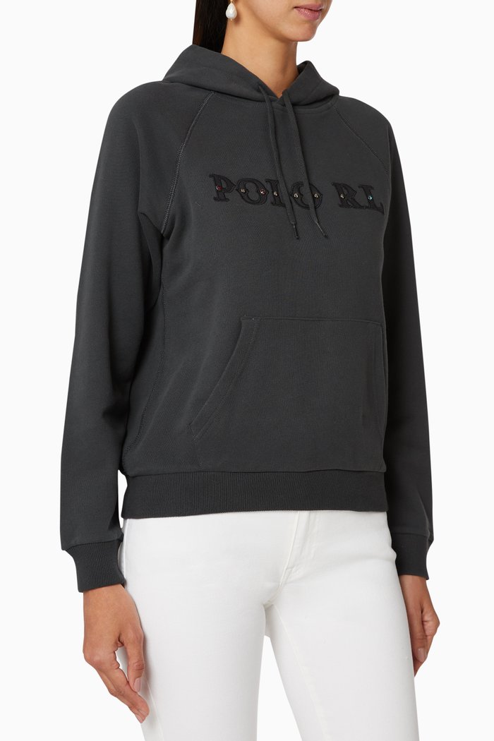 

Logo Cotton Fleece Hoodie, Black