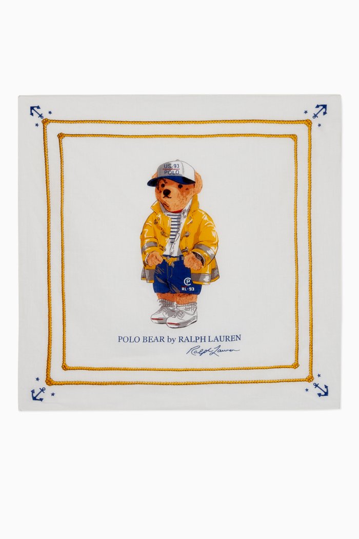 

Nautical CP-93 Bear Cotton Bandana, White