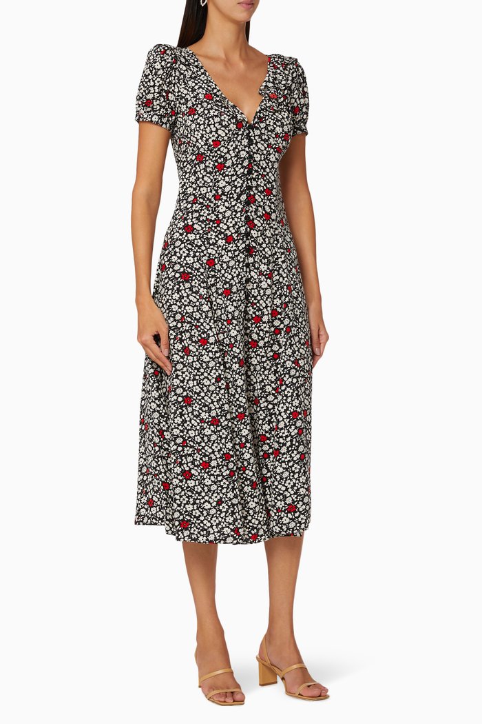 

Floral Crêpe Dress, Black