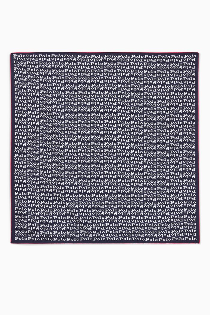 

Logo Silk Neck-Square Scarf, Blue