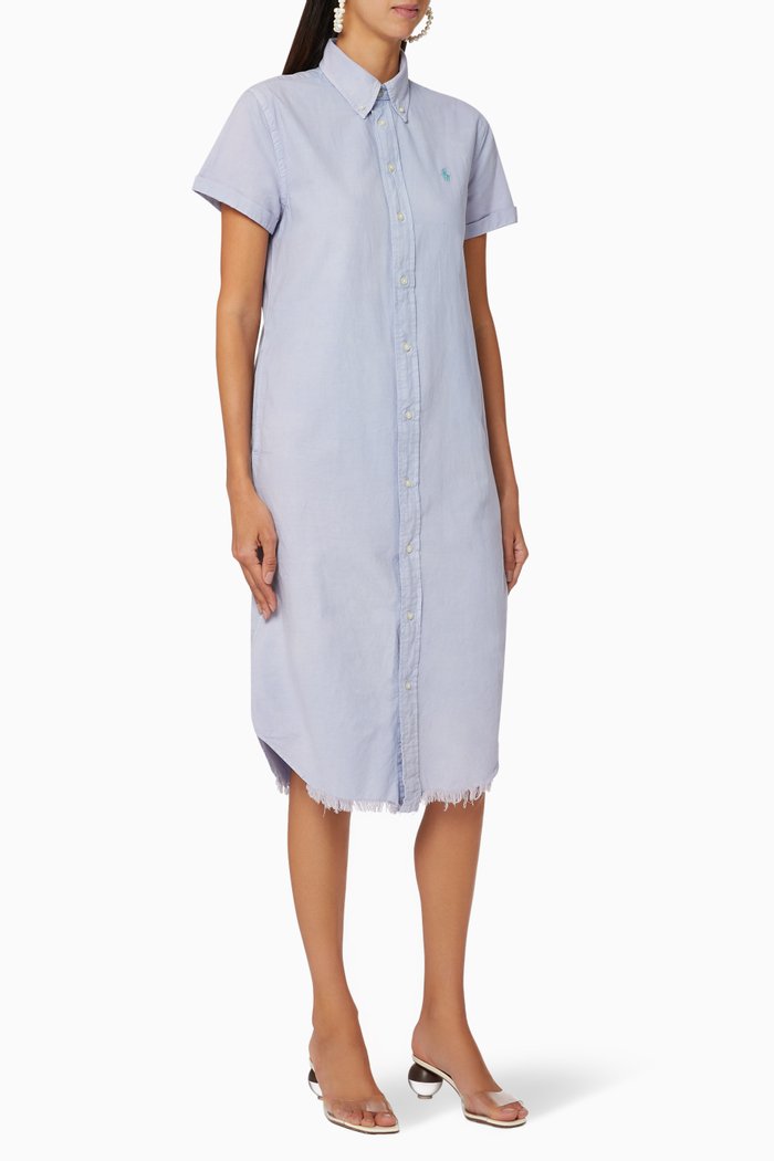

Cotton Oxford Shirtdress, Blue